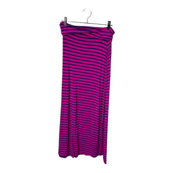 Design History Women’s Stretch A-Line Striped Maxi Skirt Size Medium Pink & Navy - Picture 1 of 6